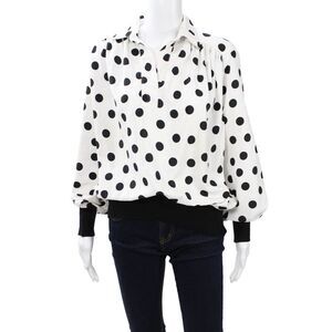 Jamboree Womens 80s Polka Dot Collared Long Sleeve Blouse Polyester Size 12